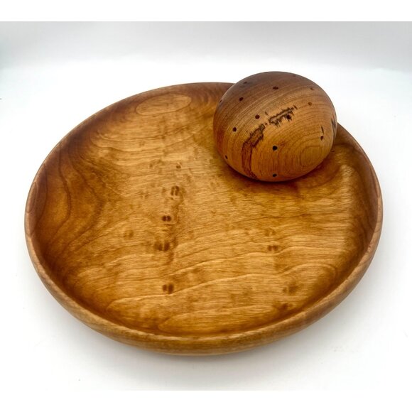 Vintage House of Myrtlewood Appetizer Cheese Serving Tray Toothpick Holder 8"D - Picture 3 of 8